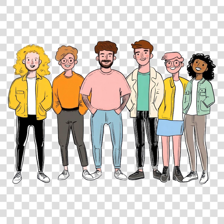 PSD png eine gruppe internationaler geschäftsleute, besitzer von kleidungsstücken