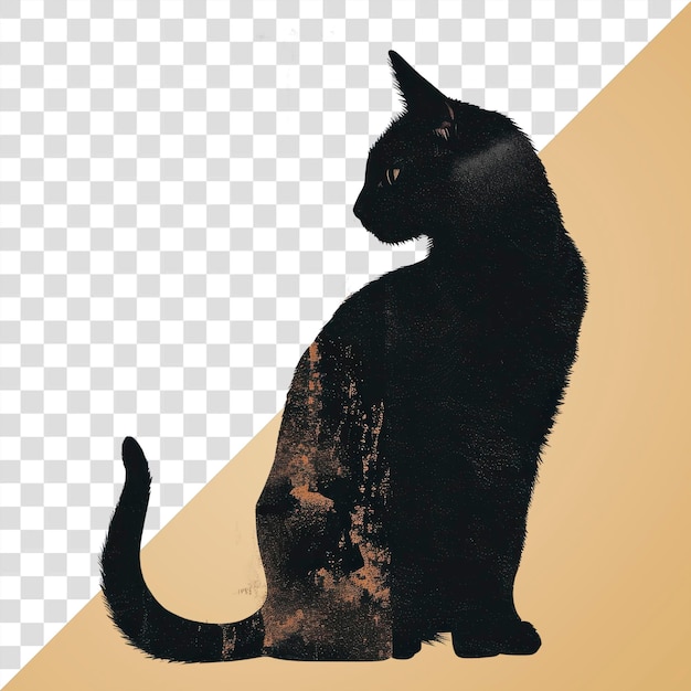 PNG Eine schwarze Katze mit einem braunen Pinselstreich Silhouette Tier Säugetier