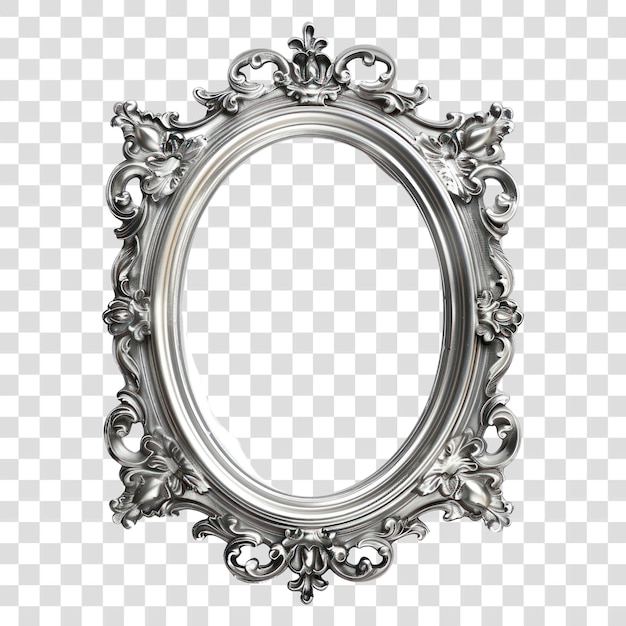 PNG Elegant verziertes silbernes Ovalrahmen