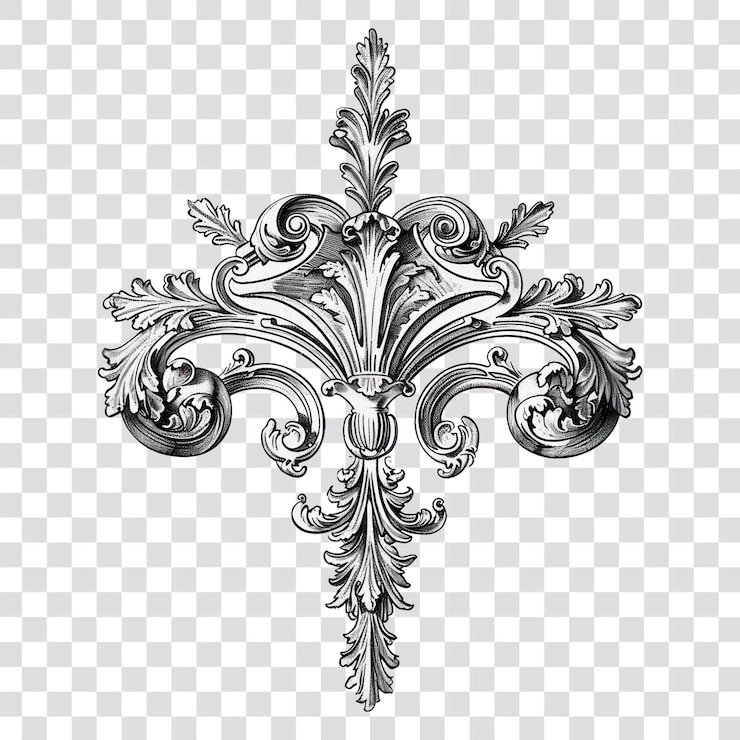 PSD png elegante design ornamentale vintage fiorente