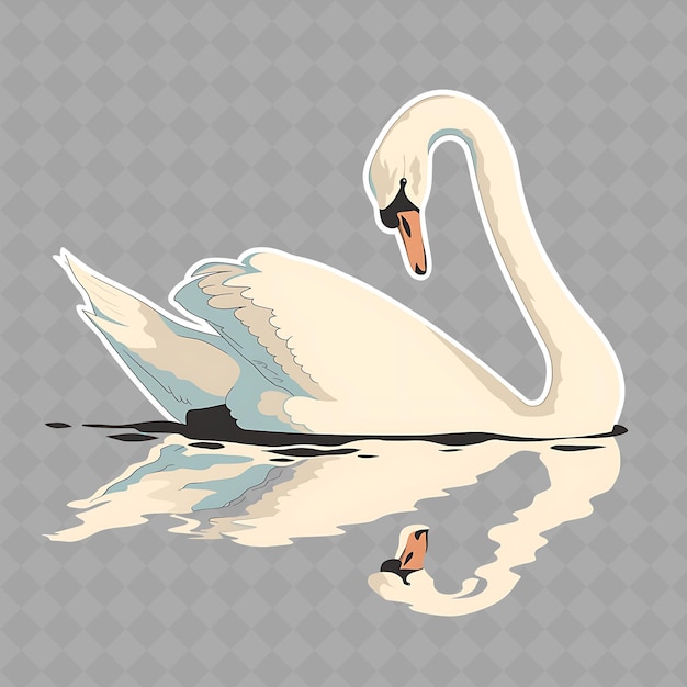 Png elegante y equilibrada chica cisne de anime con un cuello largo y blanco colección de pegatinas chibi creativa