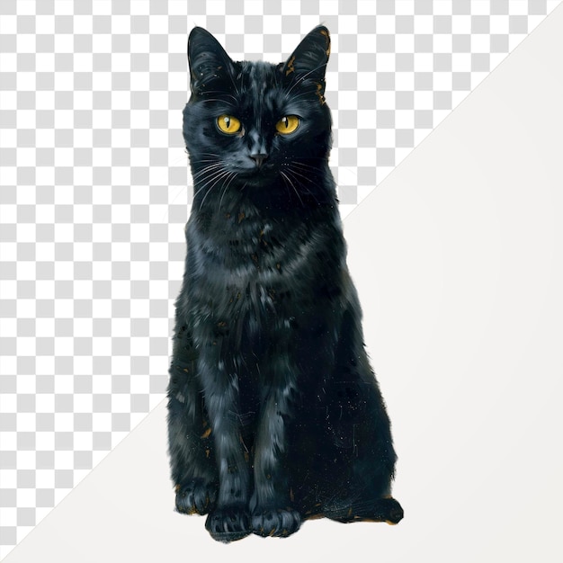 PNG Elegante schwarze Katze Porträt