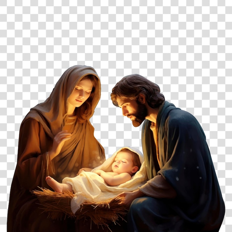 PSD png la escena de la natividad de la sagrada familia con fondo transparente