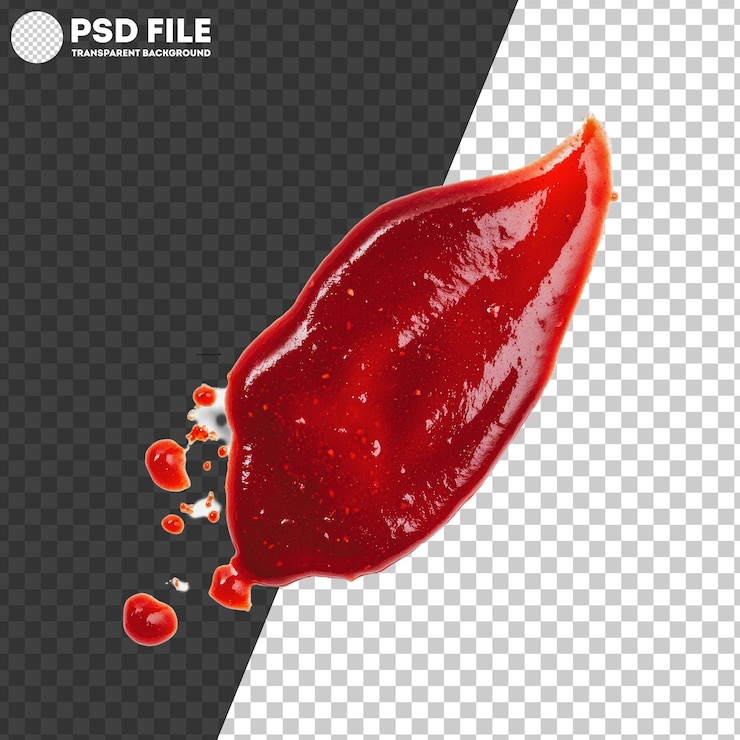 PSD png esfregaço de condimento vermelho sobre fundo branco