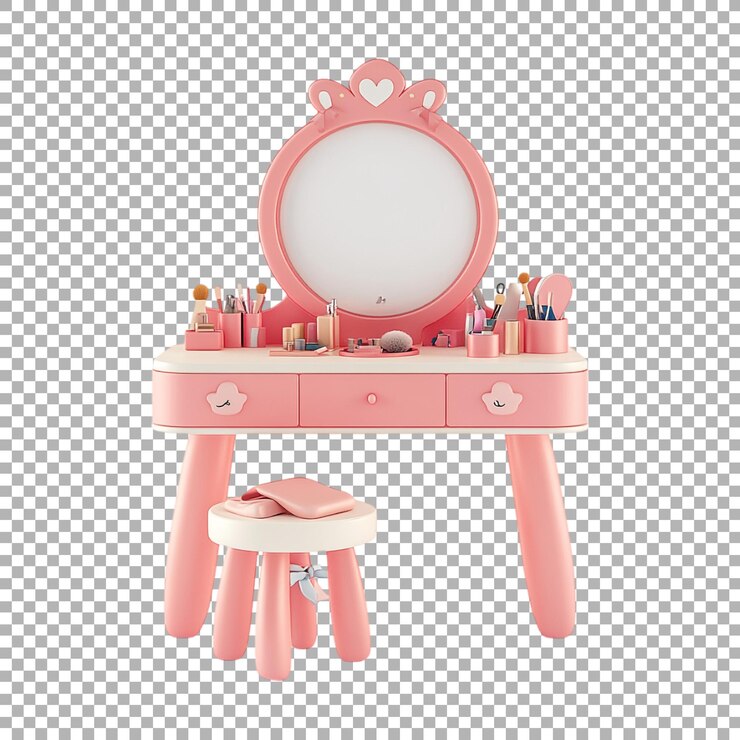 PSD png espejo de dibujos animados en soporte en el dormitorio en fondo transparente ai generado