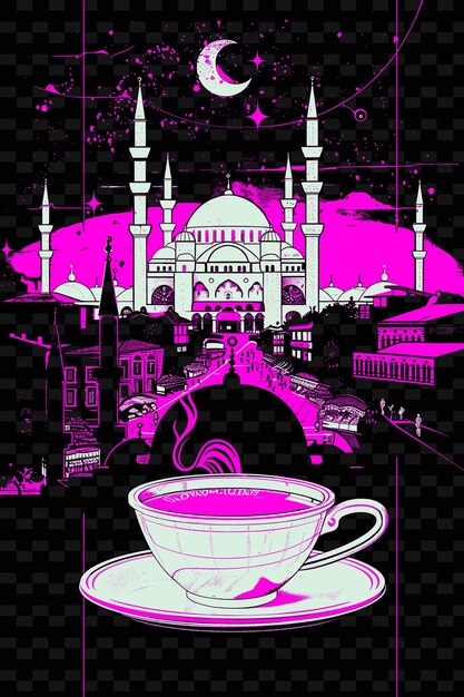 PSD png estambul con escena de la calle del bazar y el gran bazar especias baz ilustración escena de la ciudad decoración artística