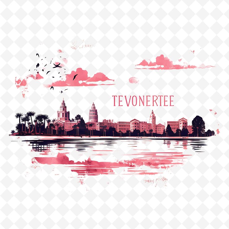 PSD png estampilla ciudad de montevideo con monochrome color rosa paisaje de playa dec minimalista marco de arte único