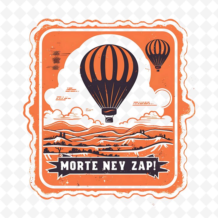 PSD png estampilla nueva méxico fiesta de globos con terracota monocromática color h minimalista marco de arte único