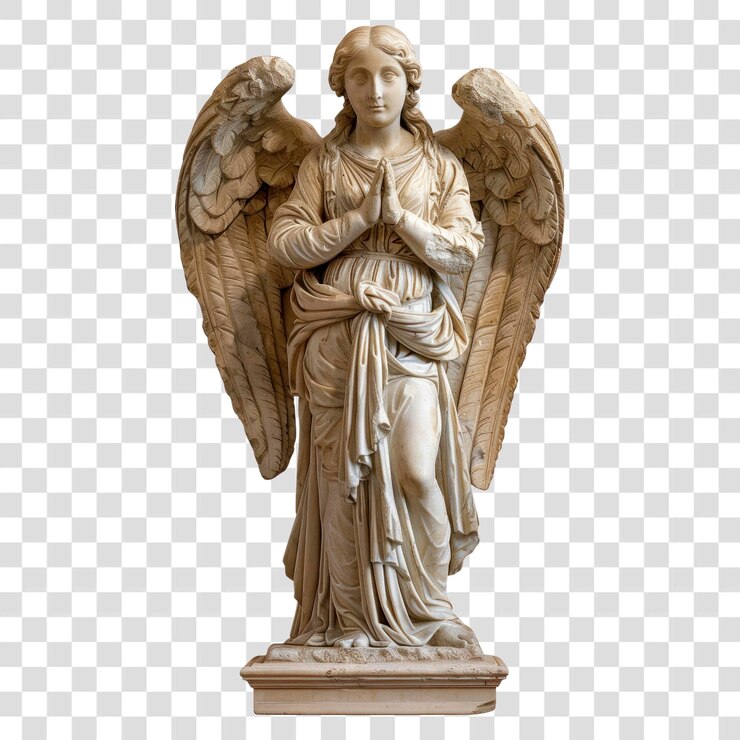 PSD png estatua elegante de un ángel con alas