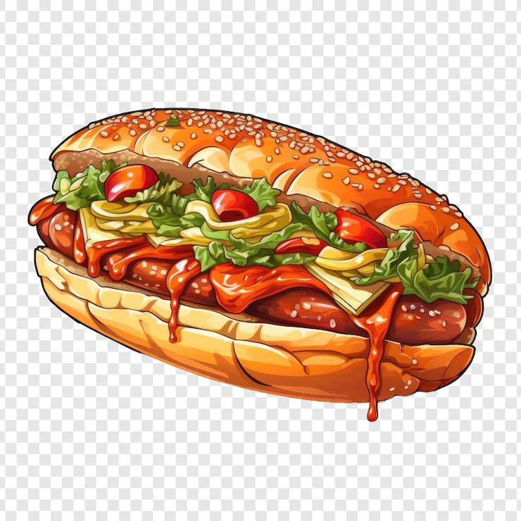 PSD png de estilo hot dog aislado con fondo blanco ia generativo minimalista