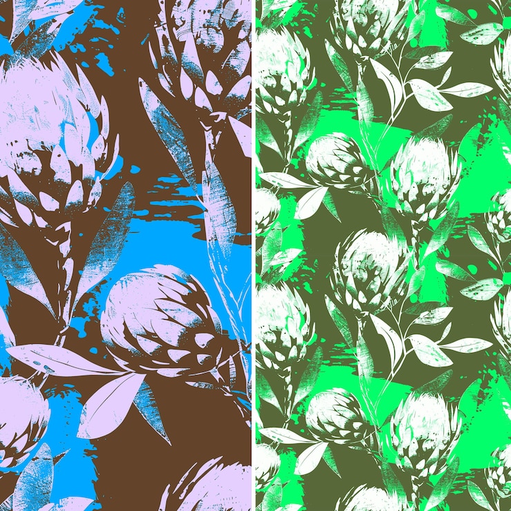 PSD png exotic protea flowers with unique shapes and textures and ad nature pattern outline art design