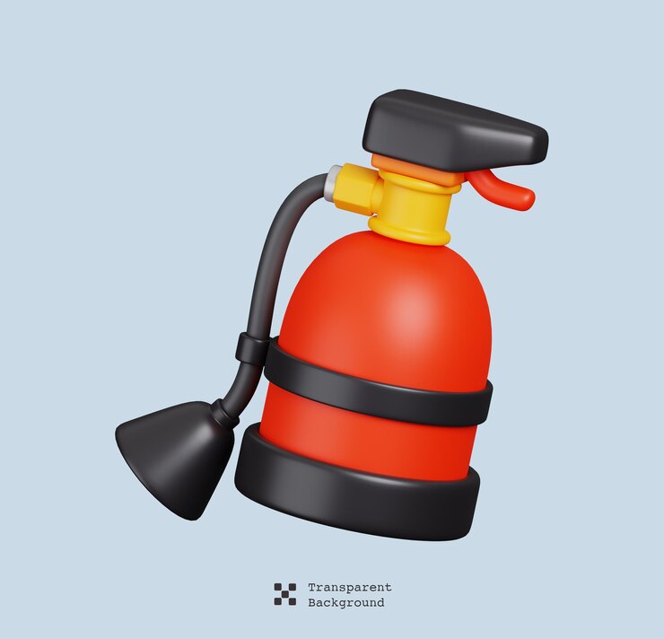 PSD png extintor de incendios aislado concepto de icono de equipo de construcción mínimo ilustración 3d