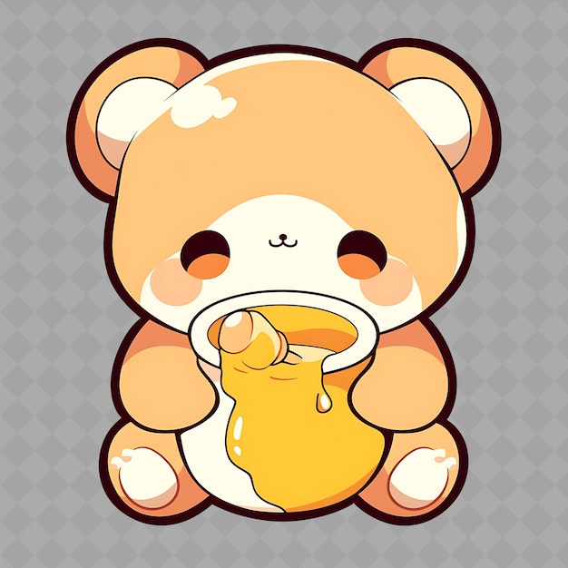 PSD png fascinante y kawaii anime niño oso con orejas de oso y colección de pegatinas creativas de chibi