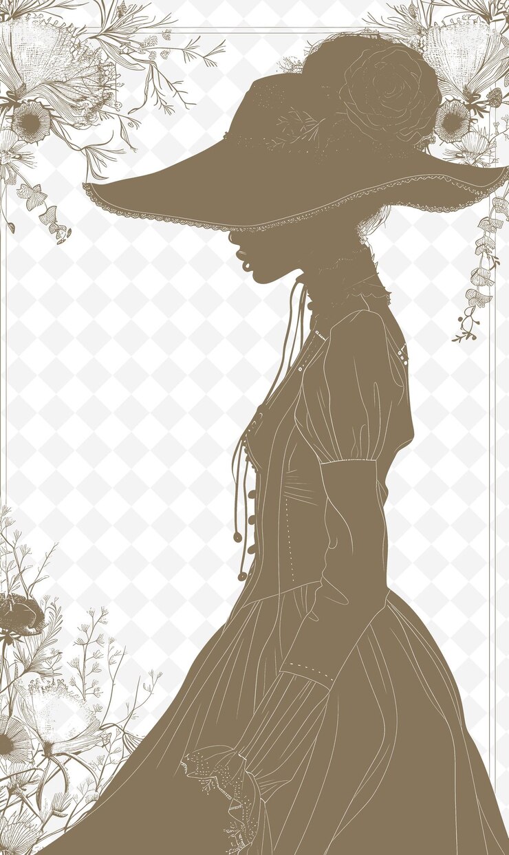 PSD png fashion postcard design con chic frame style design decorat outline arts scribble decorative