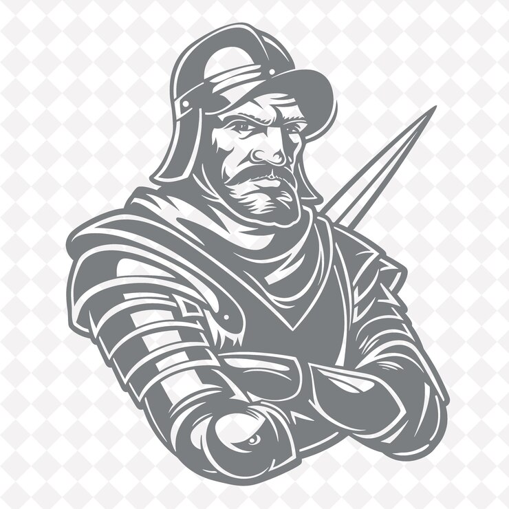 PSD png fauchard medieval hombre con una fauchard con una forma de personaje de guerrero medieval expreso enfocado