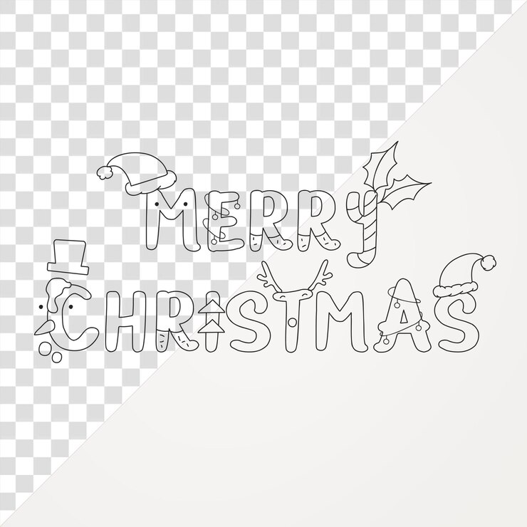 PSD png feliz navidad elemento de palabra fondo transparente