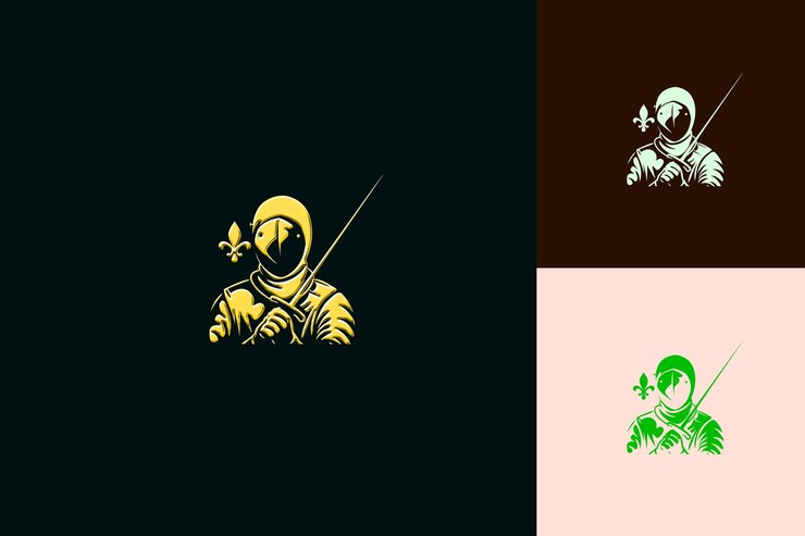 PSD png fencing foil con un logotipo sofisticado con un contorno estilizado de fe arte diseños creativos