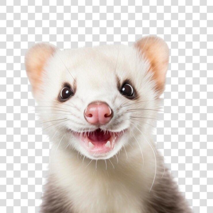 PSD png ferret sonriente mamífero animal fondo blanco