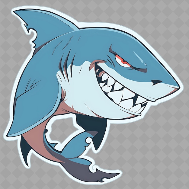 Png fierce and formidable anime shark boy com dentes afiados e uma coleção criativa de adesivos chibi