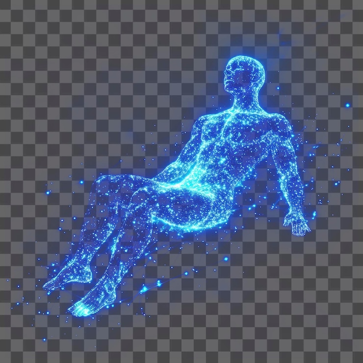 PSD png figura umana olografica arte persona futuristica