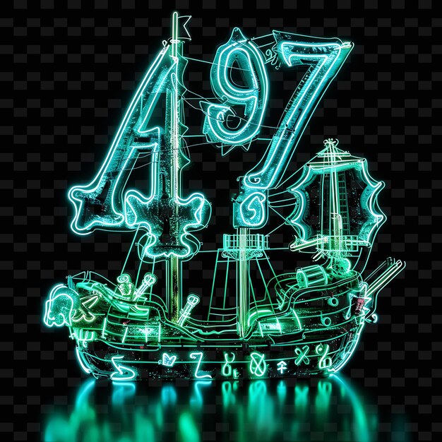 png flashing neon strobe of 45 text in a deep green with neon pi unique decoration idea