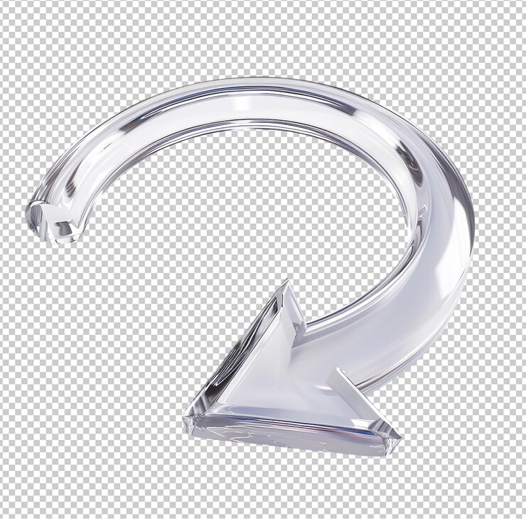 PSD png flecha de vidrio claro curva en 3d