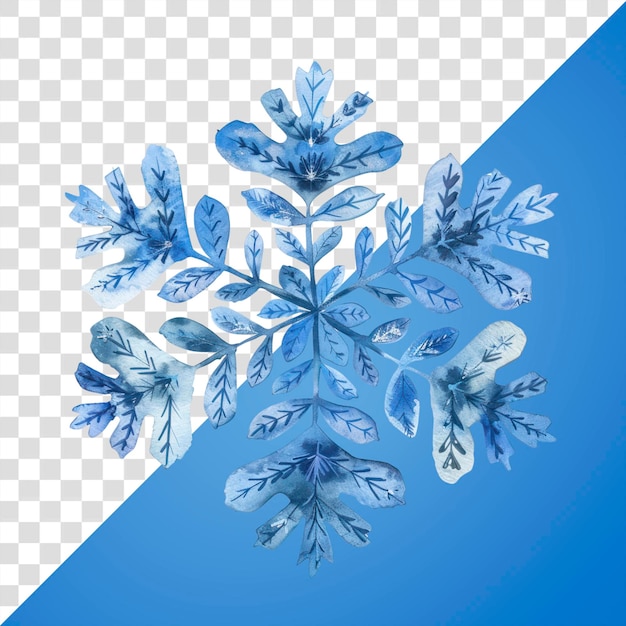 PNG Floco de nieve azul Ornamento navideño Ilustración de acuarela azul