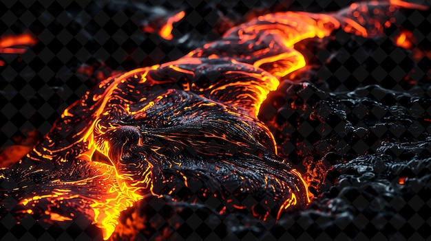 PSD png flux de lave volcanique avec feu de magma fondu rouge chaud lentement flottant effet de texture de néon collection y2k