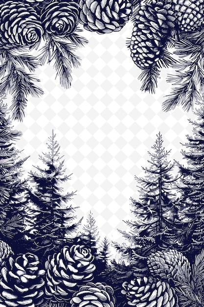 Png forest postcard design mit holzrahmen stil design dekorieren konturkunst schreibkunst dekorativ