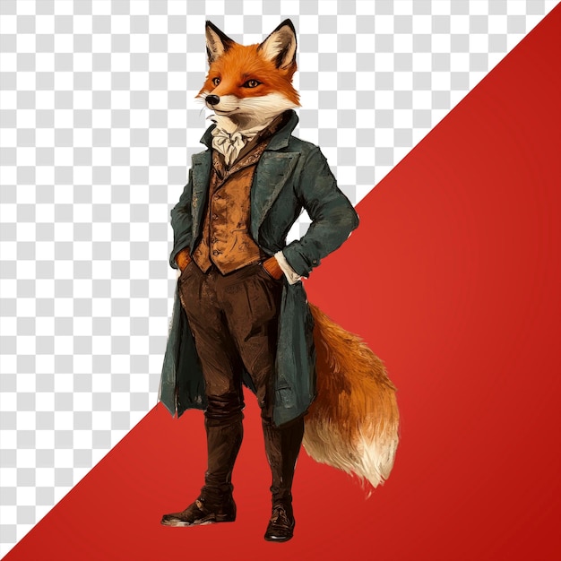 PNG Fox costumi indossando abiti di moda vittoriana abbigliamento animale abbigliamento umano