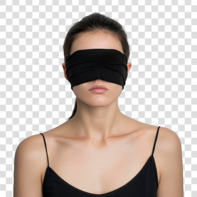 PNG-Frau mit verbundenen Augen in schwarzer Kleidung