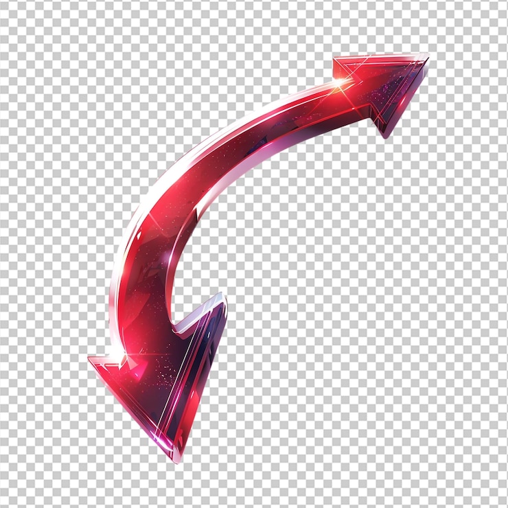 PSD png freccia rossa lucida curva