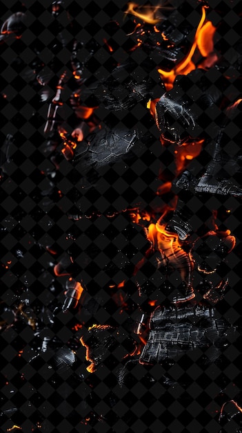 PSD png fuego de carbón ardiente con brasas rojas brillantes fuego proporciona efecto de textura de neón colección y2k