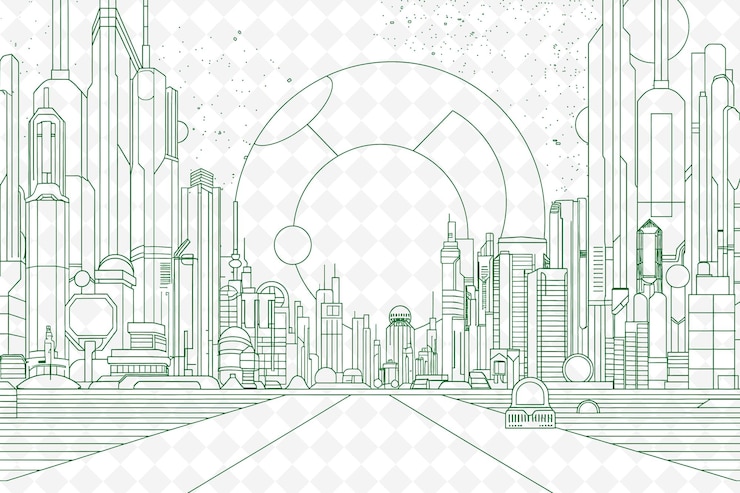PSD png futuristic frame art com padrões holográficos e ilustração futurista frame art decorativo