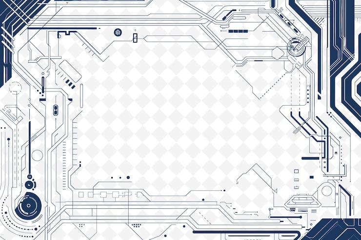PSD png futuristic frame art con forme olografiche e circuiti d illustration frame art decorative