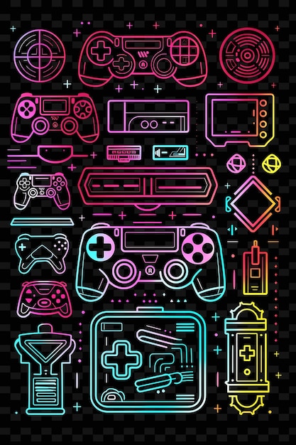 PSD png gaming tape decal com neon accented gaming elements e ic creative neon y2k shape decorativeo