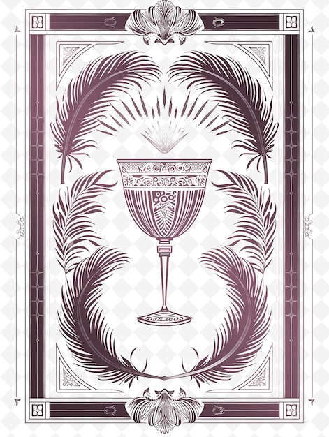 PSD png gatsby-inspiriertes postkarten-design mit einem üppigen rahmen-stil outline arts scribble decorative