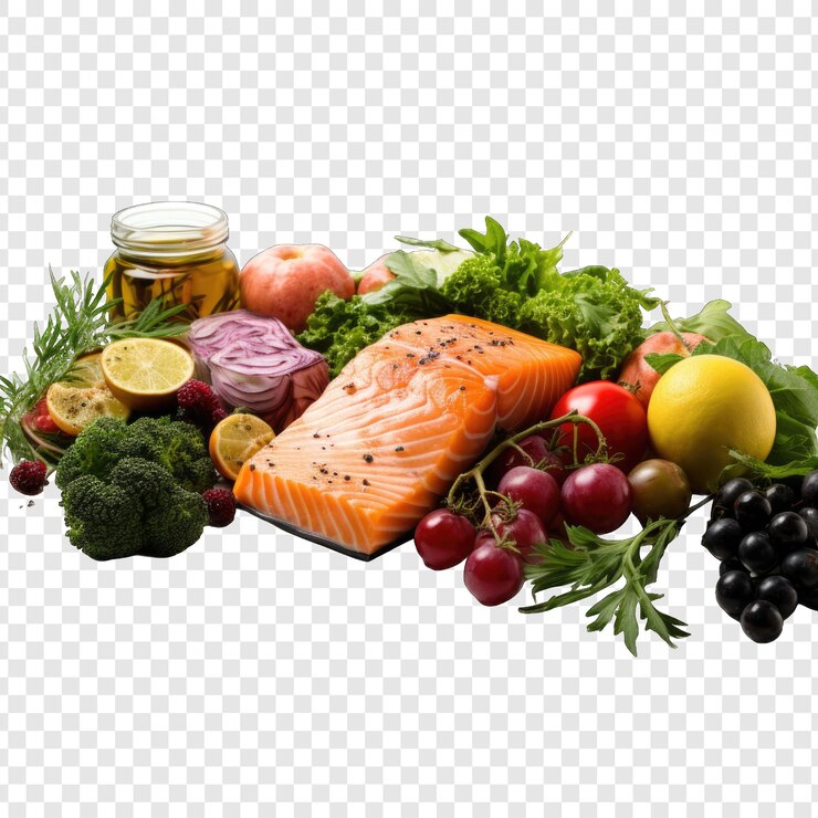 PSD png gaya terisolasi makanan fitness dengan generator ai latar belakang putih