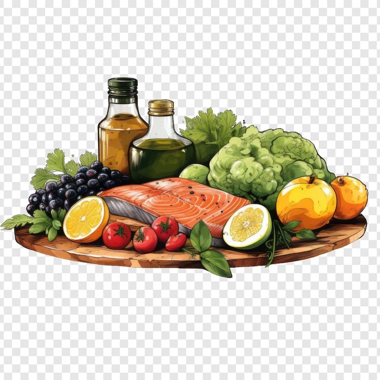 PSD png gaya terisolasi makanan fitness dengan generator ai latar belakang putih