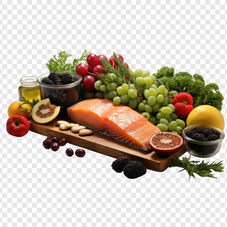 PSD png gaya terisolasi makanan fitness dengan generator ai latar belakang putih