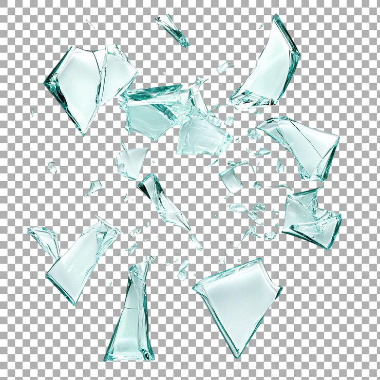 PSD png-gebrochene glasstücke gegen einen transparenten hintergrund