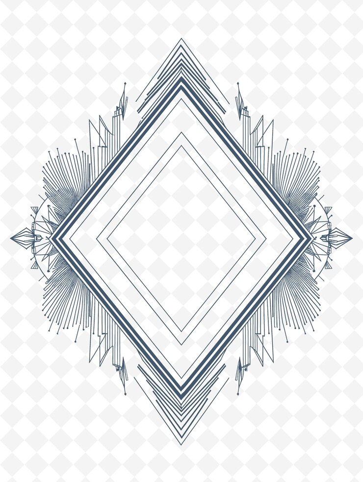 PSD png geometric frame art con decorazioni di diamanti e triangoli bo illustration frame art decorative