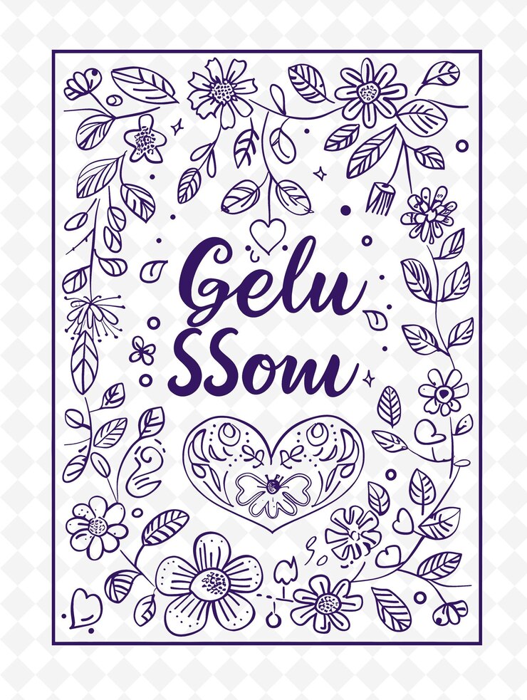 PSD png get well soon design de cartão postal com moldura tranquilizante estilo desi outline arts scribble decorative