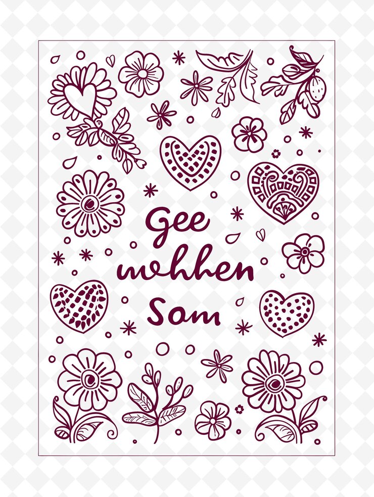 PSD png get well soon postkarten-design mit beruhigendem rahmen-stil desi outline arts scribble dekorativ