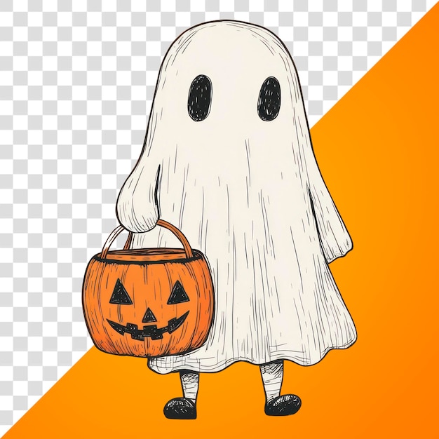 PNG Ghost portano trucco o trattare halloween illustrazione zucca