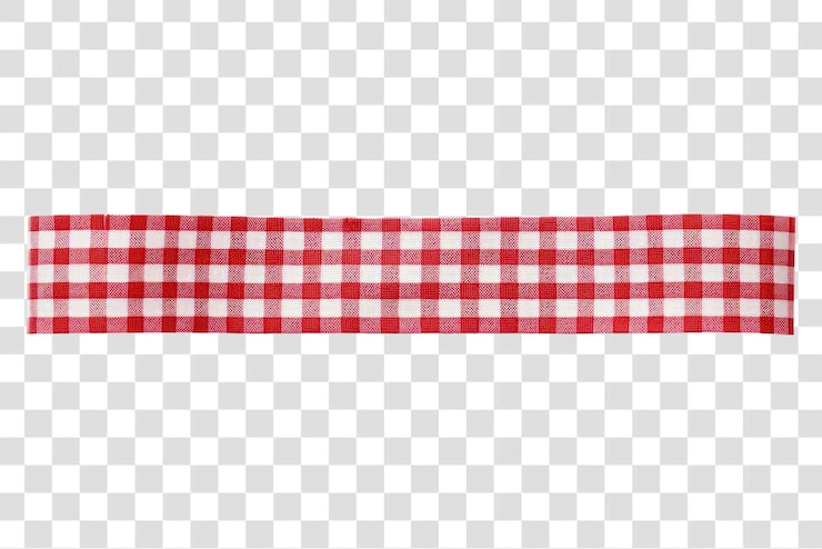 PSD png gingham pattern adhesive strip red white background accessories
