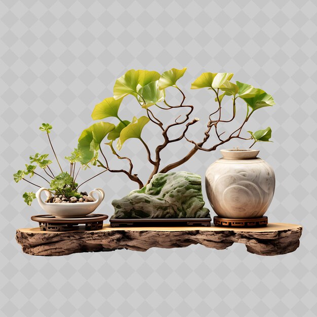 PSD png ginkgo bonsai marmor topf ventilatorförmige blätter ruhe und l durchsichtige vielfältige bäume dekor