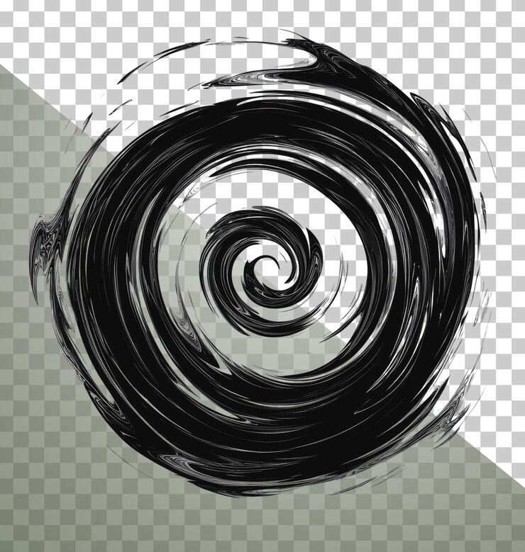 PSD png giros abstractos dinámicos en blanco y negro