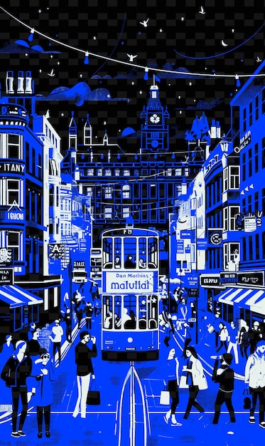 PSD png glasgows buchanan street mit lebendiger straßenszene buskers sh illustration citys szene kunstdekor