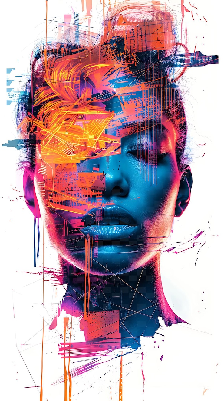 PSD png glitch collage mit geschichteten bildern und texturen abstract sha illustration textur hintergrund
